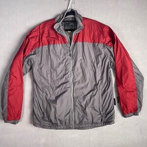 Cabela's Fleece Lined‎ Jacket Windbreaker Full Zip Red Gray Mens Size Medium